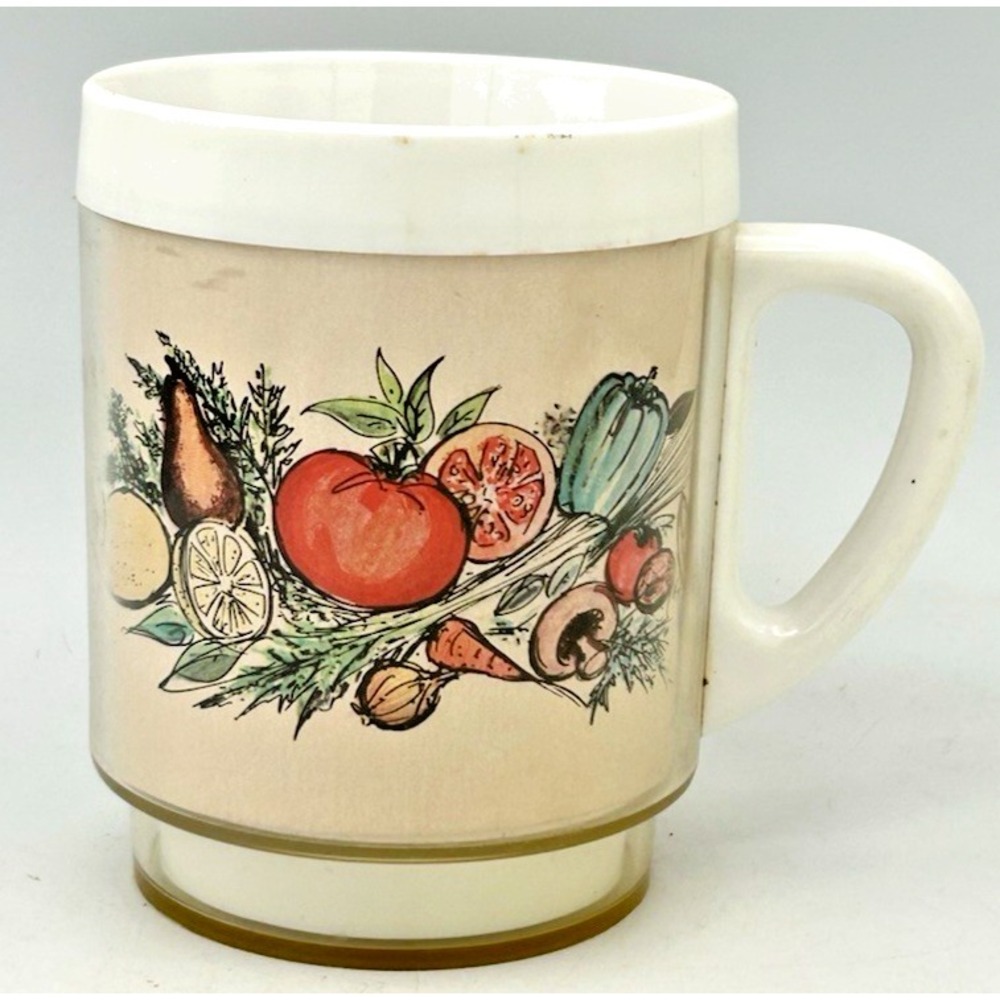 1970's - Harvest Vegetable - Insulated Pedestal Mug - By Dawn - 10 Ounce MCM
